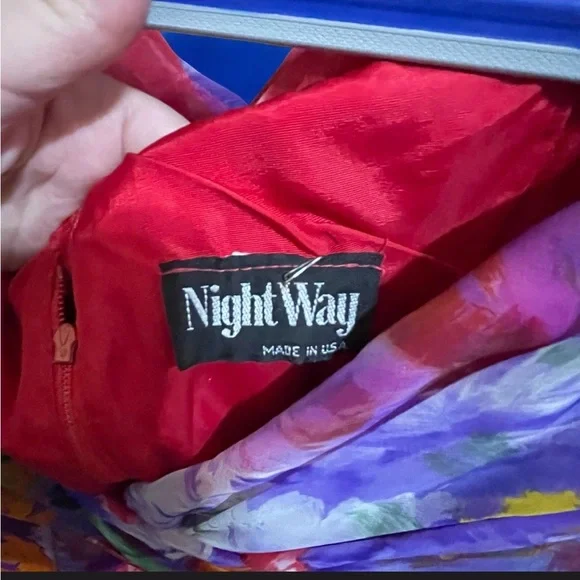 Night Way Collections Strapless Floral Dress - Red and Purple - Picture 5 of 5